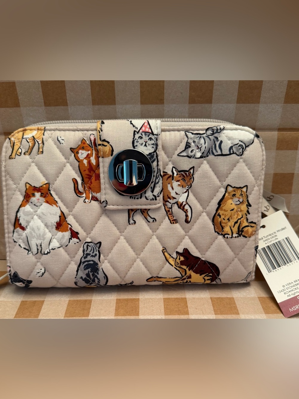 Vera Bradley Essential Turnlock Wallet in A Cat’s Life Pattern NEW